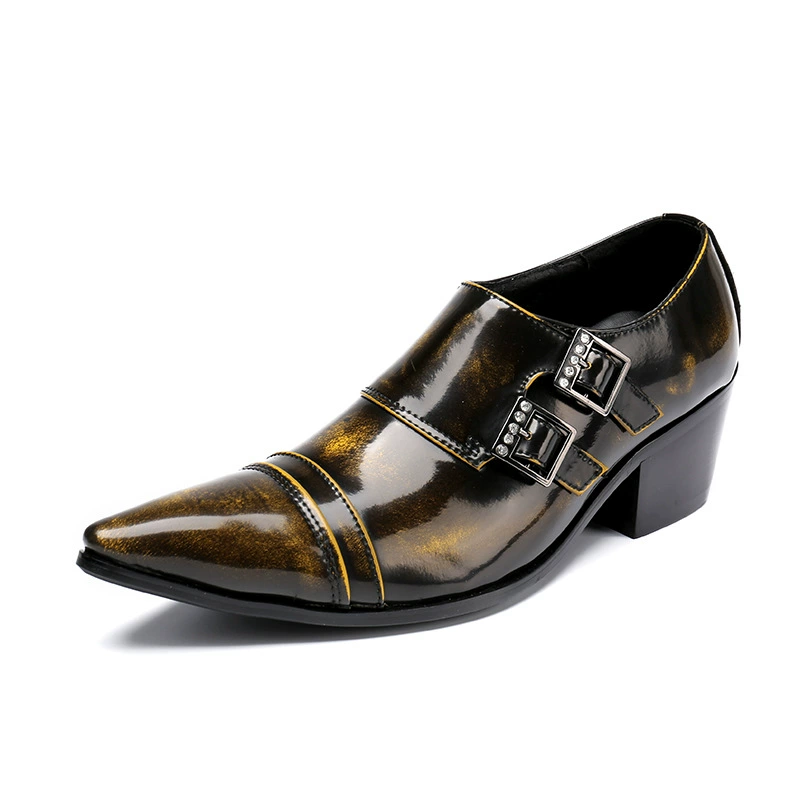 Британские кожаные туфли с острым носком, мужские Модные деловые повседневные кожаные туфли в Корейском стиле, черные мужские туфли скрытого роста, весна и осень