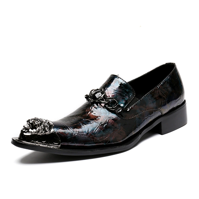 Летние мужские повседневные Модные мужские кожаные деловые дышащие индивидуальные туфли в Корейском стиле, удобная обувь без шнуровки, ленивая обувь