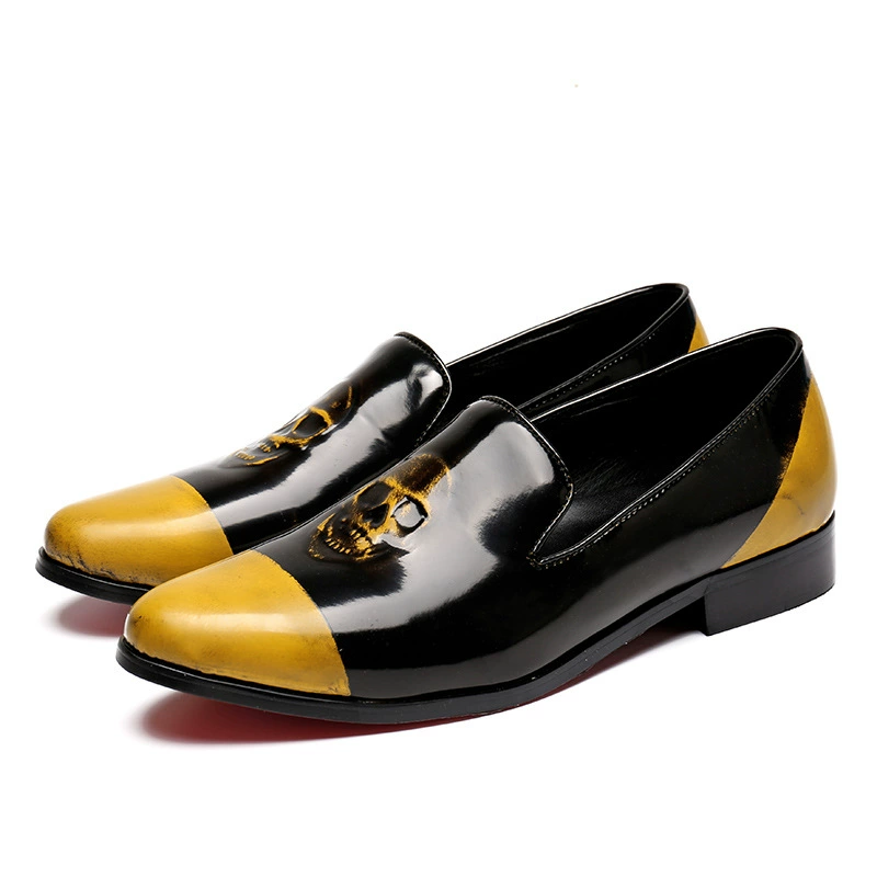 Летние мужские повседневные Модные мужские кожаные деловые дышащие индивидуальные туфли без шнуровки в Корейском стиле, ленивая обувь