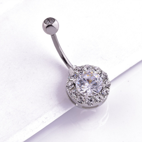 New high quality factory direct sales disc zircon belly button button Amazon hot selling belly button nail wholesale