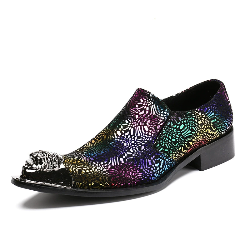 Летняя Новая мужская летняя деловая повседневная обувь, формальные кожаные туфли, Полые дышащие мужские туфли без шнуровки с острым носком из натуральной кожи