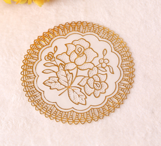 PVC gilding mantel pequeño posavasos mantel hogar antideslizante aislamiento tazón placa estera mesa de café paño fábrica al por mayor