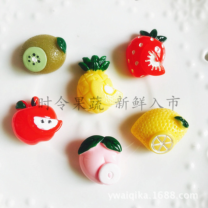 时令水果 仿真食材手工diy饰品配件 树脂草莓 菠萝 柠檬 猕猴桃
