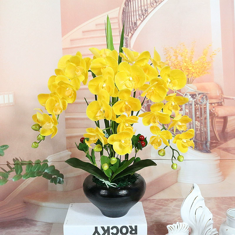[Имитированное Цветы] Оптовая продажа одного клееного Phalaenopsis европейский стиль искусственный цветок орхидея Phalaenopsis оптовая