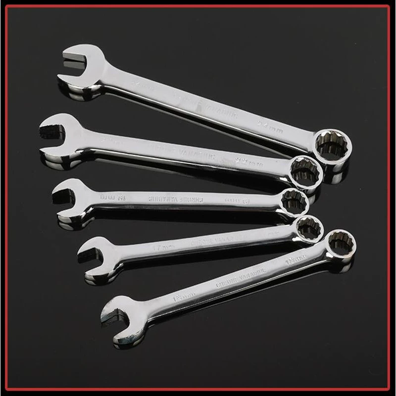 Аппаратные средства с зеркальной полировкой Открытое кольцо гаечный ключ двойного назначения ручной гаечный ключ с прямой ручкой с несколькими спецификациями