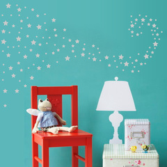 拉絲銀星星臥室玄關櫥櫃電視牆玻璃窗幼兒園布置裝飾牆貼HM51007