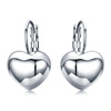 Fashionable accessory, glossy metal earrings heart-shaped, Korean style, wholesale, simple and elegant design