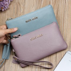 Ultra-thin first-layer cowhide women's clutch bag, simple and fashionable big-name zipper mobile phone bag, genuine leather long wallet wholesale