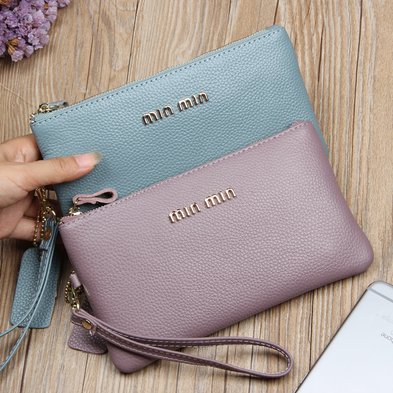 Ultra-thin first layer cowhide ladies clutch bag simple fashion big zipper phone bag leather long wallet wholesale Ultra-thin first layer cowhide ladies clutch bag simple fashion big zipper phone bag leather long wallet wholesale