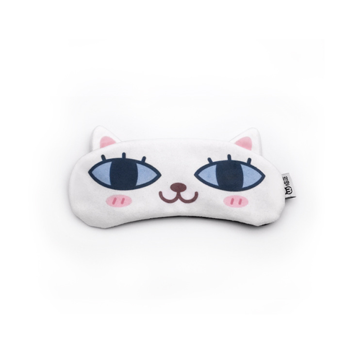 En stock nueva fábrica pin máscara de ojo siesta máscara de ojo de dibujos animados gato frío comprimir caliente doble uso sombreado sueño máscara de ojo