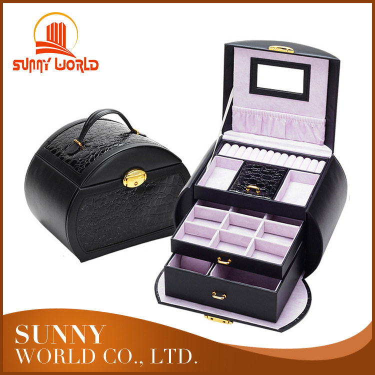 高级感pu皮革大容量皮质礼品饰品盒收纳高档珠宝多层手提包装礼盒