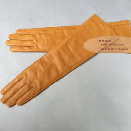 橘黄羊皮长手套 35cm 40cm可以做各种长度尺寸 女士绵羊皮时尚