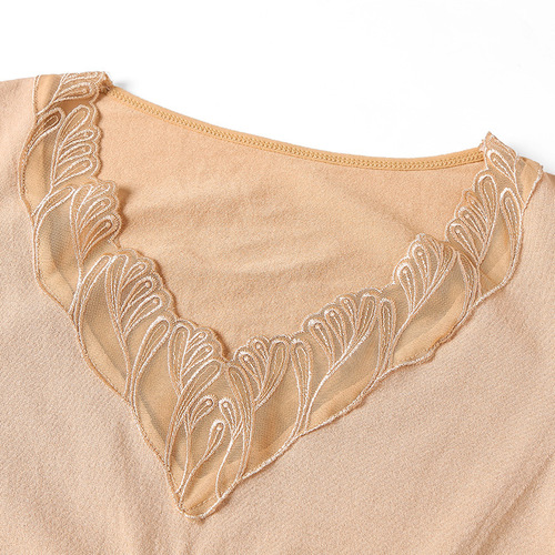One piece drop shipping V-neck embroidered lace body shaping autumn clothes and autumn trousers set for women thermal underwear set 897