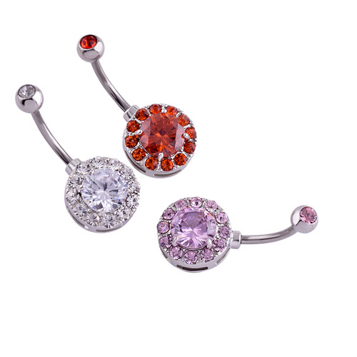 New high quality factory direct sales disc zircon belly button button Amazon hot selling belly button nail wholesale