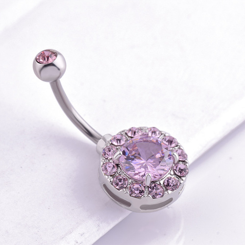 New high quality factory direct sales disc zircon belly button button Amazon hot selling belly button nail wholesale