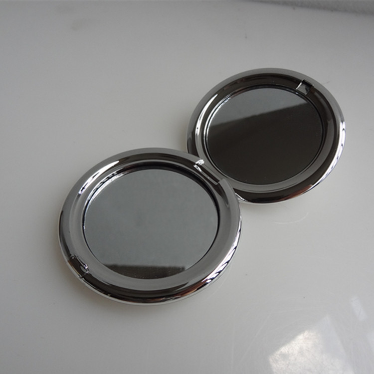 Folding Compact Makeup Mirror, UV Electroplated Plastic, Double-Sided 6.5 cm, 36 g