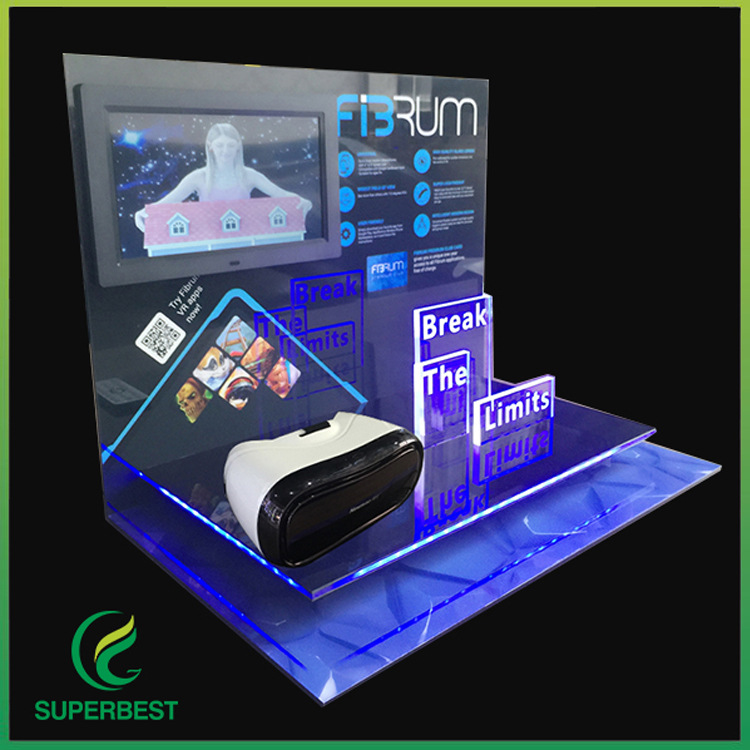 厂家生产亚克力LED发光底座电池移动电源展架有机玻璃充电宝展示