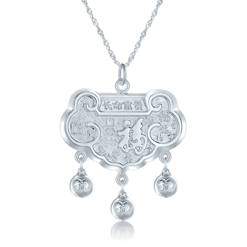 Bloqueo de larga duración Baifu 999 candado de plata de ley para bebés candado de seguridad de plata pura para niños