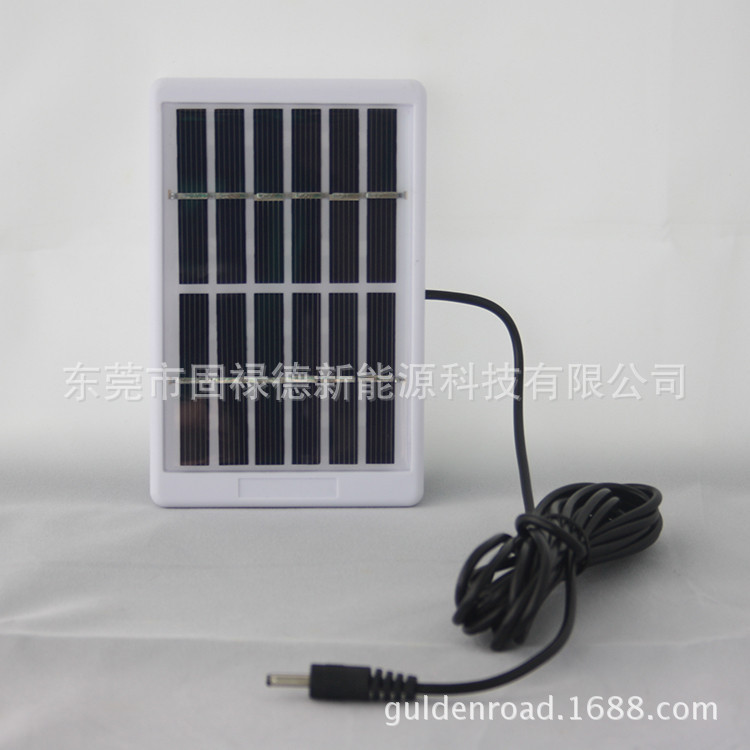 源头工厂6V1w光伏单多晶太阳能板塑胶边框5.5DC USB充手机3米线