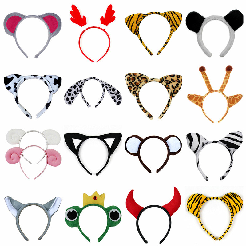 1 June 1 performance cartoon animal headband plush headdress hair band Rabbit cat cow tiger sheep rabbit ears