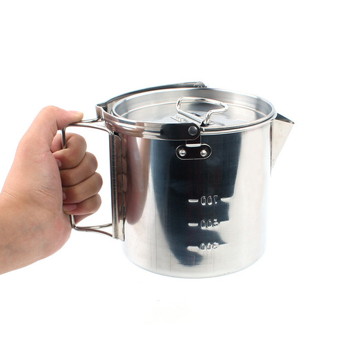 Outdoor stainless steel kettle 1.2L mountaineering camping teapot portable hanging pot cooker coffee pot picnic pot wholesale