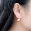 Fashionable accessory, glossy metal earrings heart-shaped, Korean style, wholesale, simple and elegant design