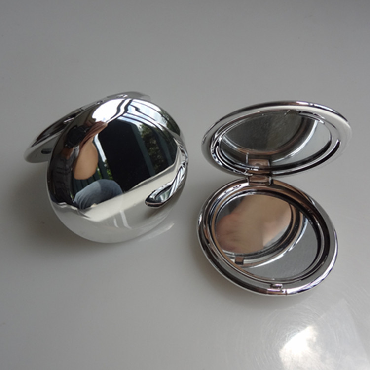 Folding Compact Makeup Mirror, UV Electroplated Plastic, Double-Sided 6.5 cm, 36 g