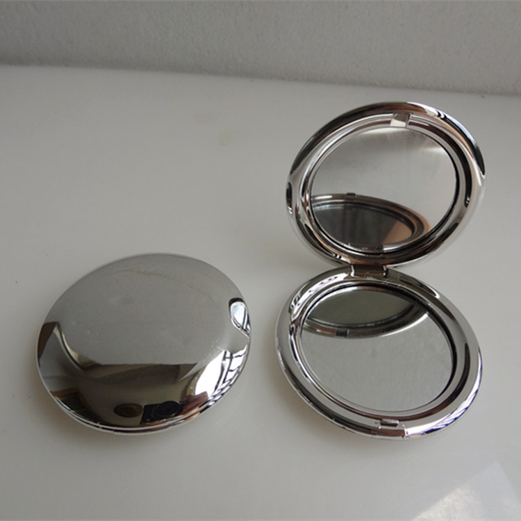 Folding Compact Makeup Mirror, UV Electroplated Plastic, Double-Sided 6.5 cm, 36 g