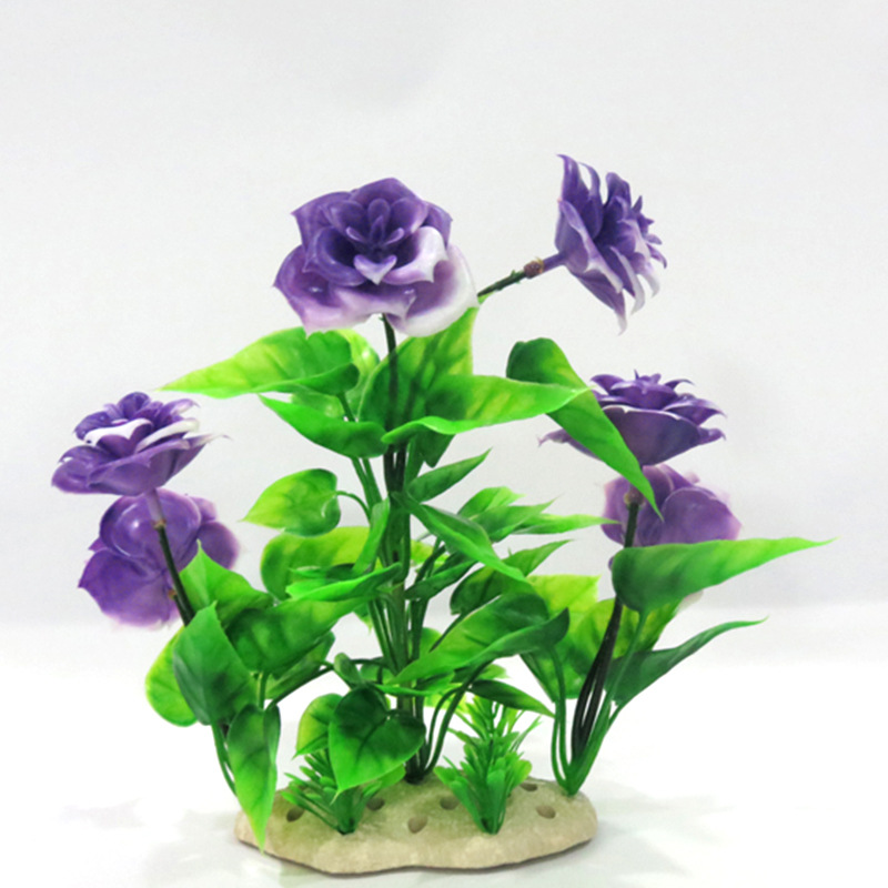 新款鱼缸造景仿真水草塑料水榕玫瑰景观水族装饰品仿真植物摆件|ms
