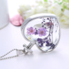 Pendant heart shaped, crystal, plant lamp, sample, necklace, purple starry sky, Korean style