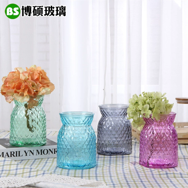 Стеклянная ваза с большим горлышком в европейском стиле, настольная ваза для цветов, ваза для сушеных цветов, свежее и простое украшение для домашней гидропонной вазы
