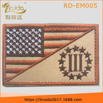 厂家直销米国民兵组织3%国旗徽章刺绣魔术贴臂章 背包贴布贴布标