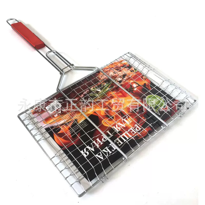 户外烧烤用具汉堡烧烤网 铁丝烧烤架 BBQ烤肉夹 烤鱼夹