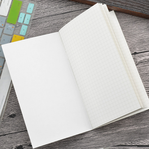 Traveler's notebook portable book core, saddle-stitched loose-leaf inner core, kraft paper, horizontal lines, blank square inner pages