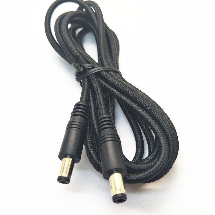 Low Voltage DC nylon braided power cord DC5.5 * 2.1 5.5*2.5 tuning fork male head desk lamp charging cable