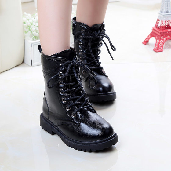 Children's Boots Girls' Short Boots Spring and Autumn 2023 New Korean Style British Boys Martin Boots Black Student Shoes