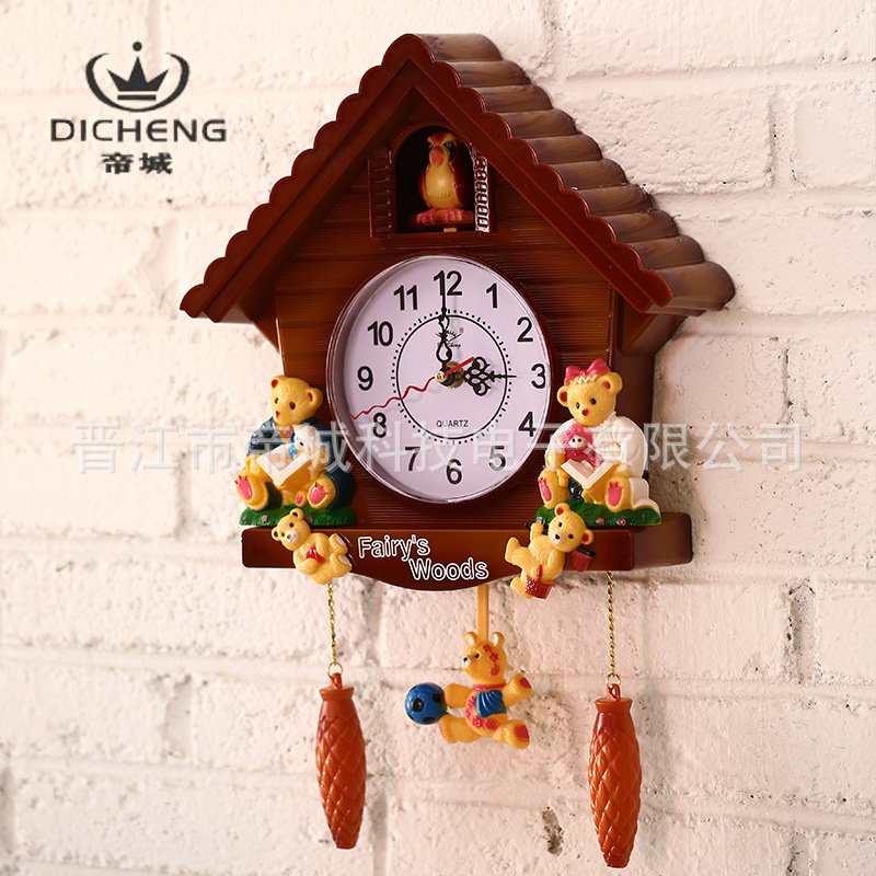 Al por mayor sala de estar Reloj de pared de los niños sala de tiempo swing Reloj de pared arte creativo europeo decoración del hogar Reloj de pared