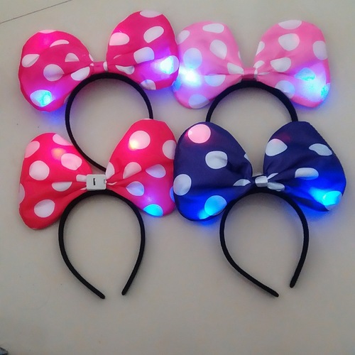 Luminous bow headband, small knot polka dot Mickey hair accessories, luminous butterfly headband, masquerade party