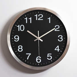 金属不锈钢静音挂钟 创意时尚客厅铝挂钟时钟 钟表铝钟12英寸30CM