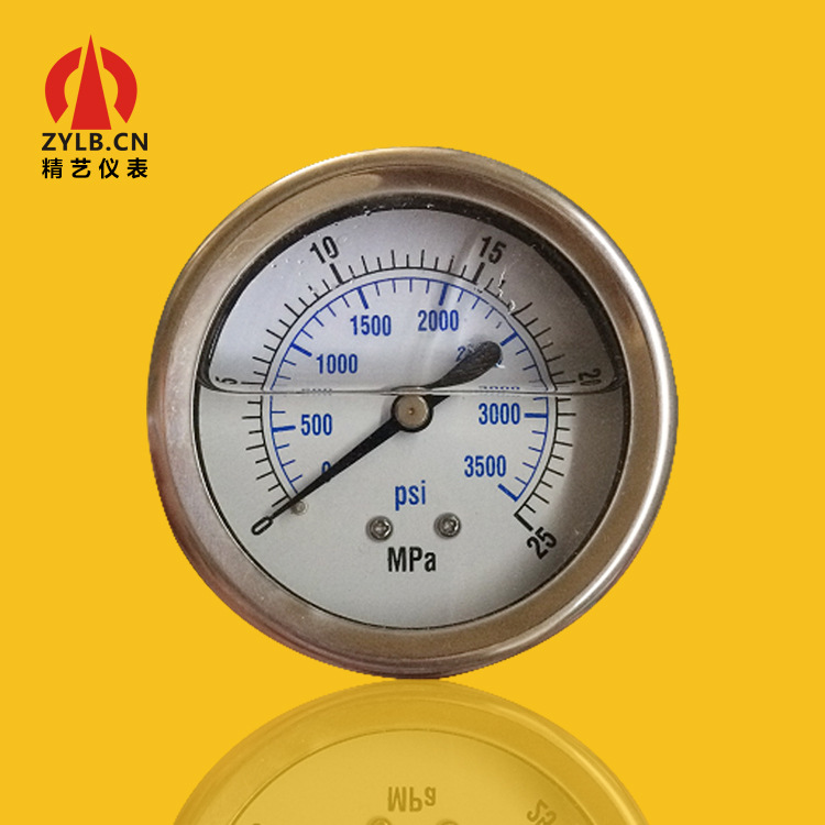 耐震压力表不锈钢充油压力表不锈钢抗震压力表YBN60 25MPa径向轴