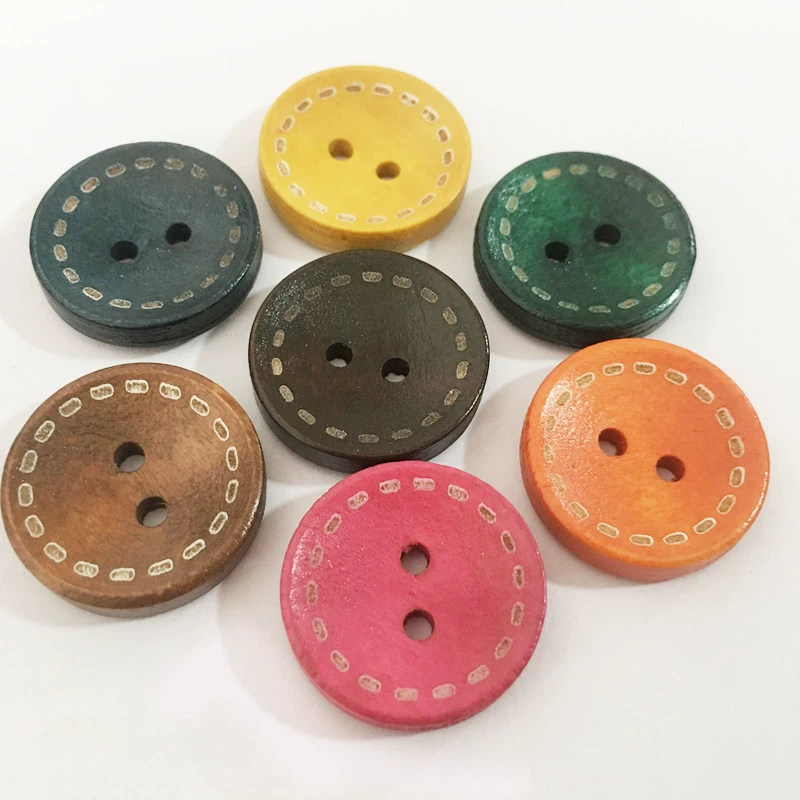 Деревянная круглая краска маркировка цветные пуговицы деревянные пуговицы DIY аксессуары для одежды оптом детские пуговицы