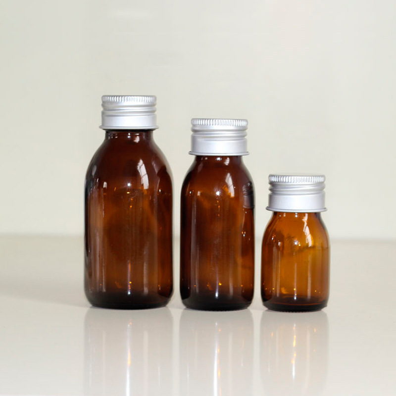 茶色玻璃瓶防透光棕色玻璃药瓶铝盖密封保健品药瓶医用药丸胶囊瓶