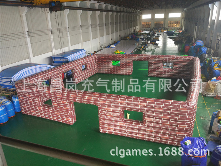 闭气充气CS掩体墙 军营部队训练砖纹迷彩仿真充气围墙制做