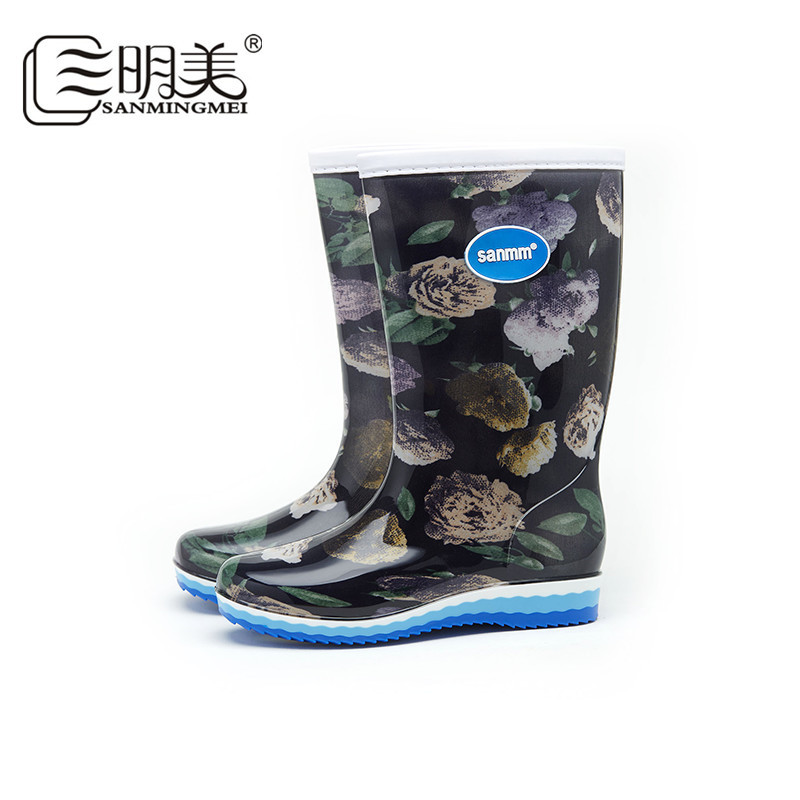 Sanmingmei non-slip mid-tube rain boots for women in colorful water…