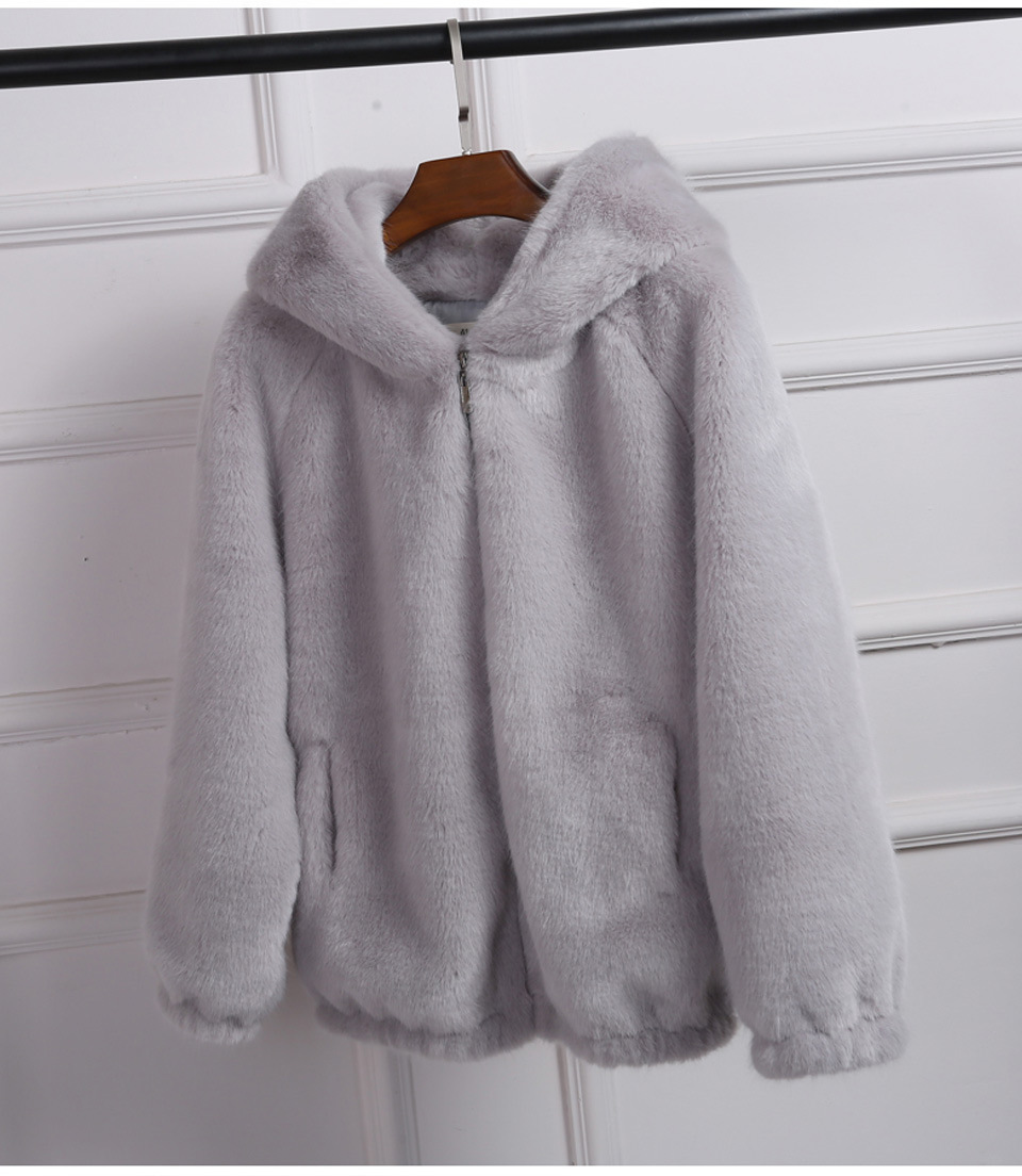 Women's Clothing Loose autumn and winter new style versatile fur plush thickened hooded mink short fur coat jacket_voghion.com