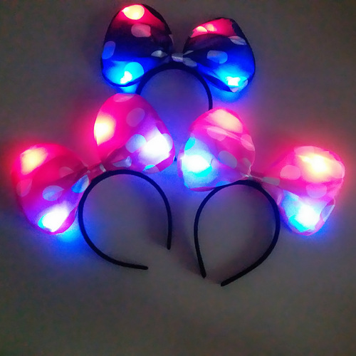 Luminous bow headband, small knot polka dot Mickey hair accessories, luminous butterfly headband, masquerade party
