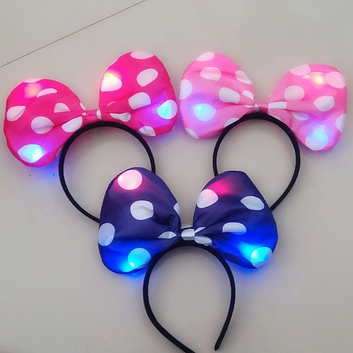 Luminous bow headband, small knot polka dot Mickey hair accessories, luminous butterfly headband, masquerade party