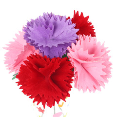 Mother's Day Carnation DIY Kit for Kids, No Cutting Required Handmade Craft Material, Gift, Non-woven Flower Stems