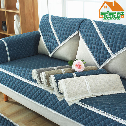 New linen solid color quilted simple fabric sofa cushion cushion non-slip sofa cover wholesale manufacturer one piece drop shipping