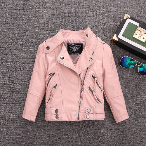 Children's leather jacket 2024 new children's jacket Korean style pu leather jacket for boys and girls stand collar children's leather jacket manufacturer